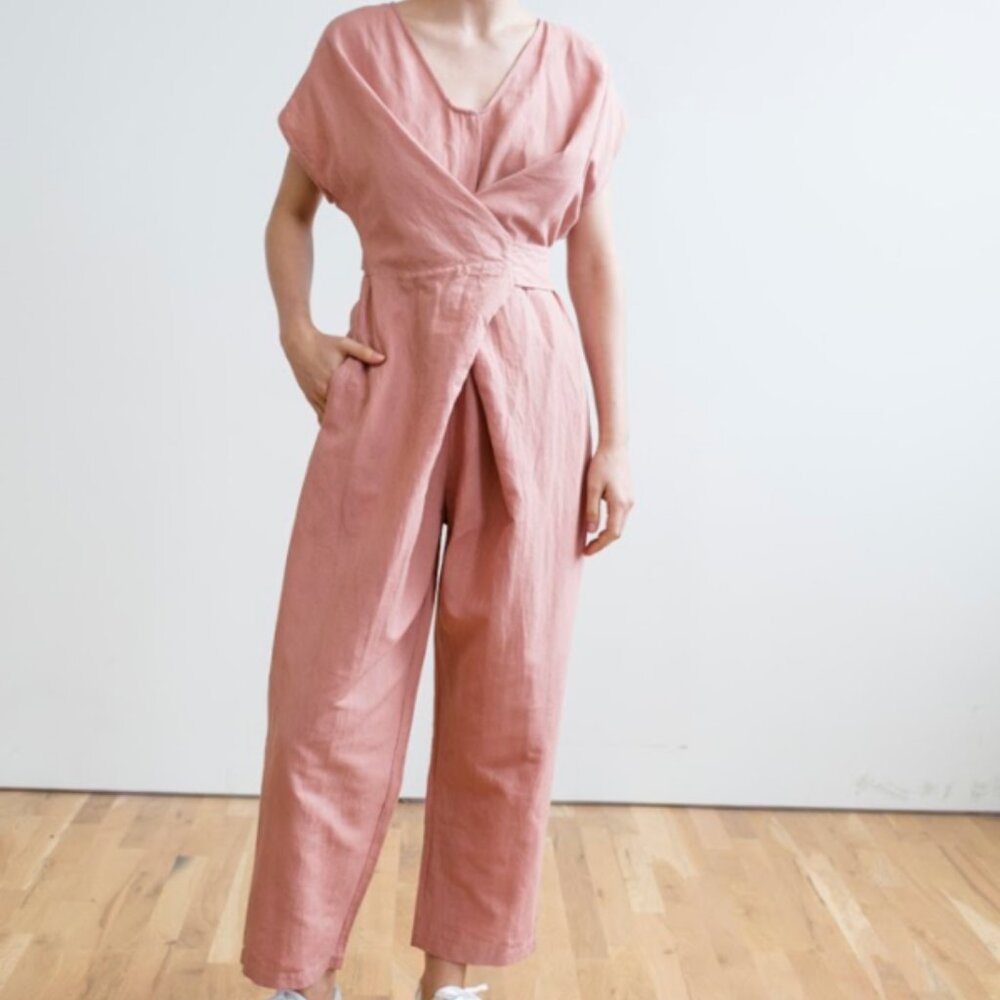 Rujuta Sheth Venus Wrap Jumper in dusty pink, size small